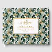 Diep groen goud botanische bruiloft gastenboek (Voorkant)