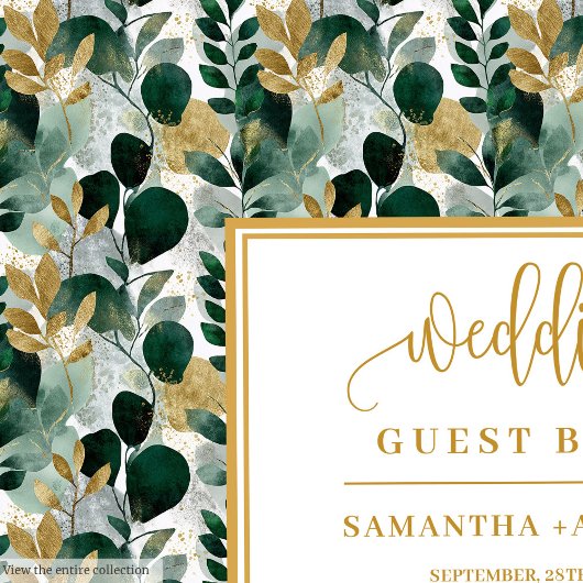 Diep groen goud botanische bruiloft gastenboek