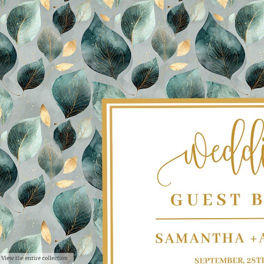 Diep groen goud bruiloft gastenboek met groen