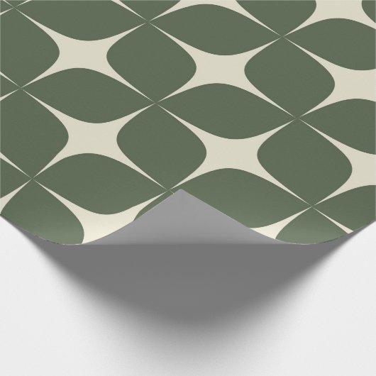Diep groen ivoor Mid Century Modern Elegant Boho Cadeaupapier (Hoek)