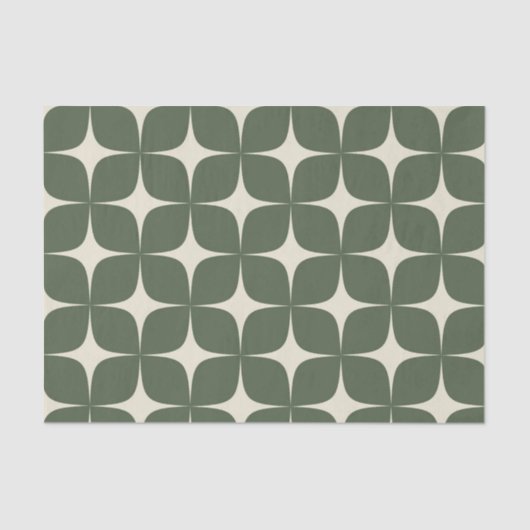 Diep groen ivoor Mid Century Modern Elegant Boho Tissuepapier (Voorkant)