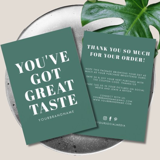 Diep groen je hebt een geweldige smaak dank je bedankkaart