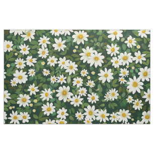 Diep groen kleine witte madeliefjes bloempatroon stof