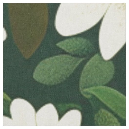 Diep groen kleine witte madeliefjes bloempatroon stof (Close Up)