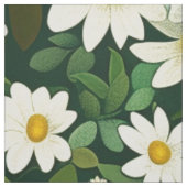 Diep groen kleine witte madeliefjes bloempatroon stof (Swatch)