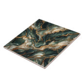 Diep Groen Marmer, Gouden Aderen, Naadloze Luxe Tegeltje (Zijkant)