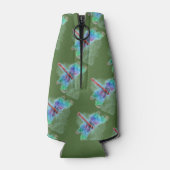 Diep groen met Abstracte, meerkleurige dragonfly Flesjeskoeler (Achterkant)