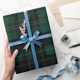 Diep groen zwart bos altijdgroen ruitpatroon cadeaupapier