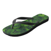 Diep groene bladeren teenslippers (Schuin)