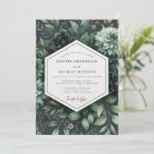 Diep groene botanische bruiloftsbloei kaart (Staand voorkant)