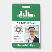 Diep groene foto & 2 logo's Personeels-ID Badge (Voorzijde)
