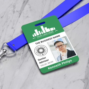 Diep groene foto & 2 logo's Personeels-ID Badge