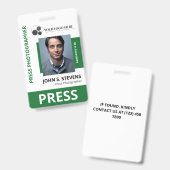 Diep groene foto- en logo pers-ID Badge (Voor- en achterkant)