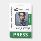 Diep groene foto- en logo pers-ID Badge (Voorzijde)