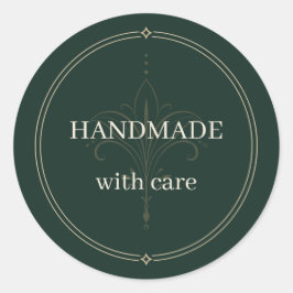 Diep groene handgemaakte sticker met zorg