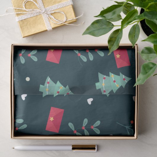 Diep groene kerstbomen Perfect cadeau Tissuepapier (Geschenk)
