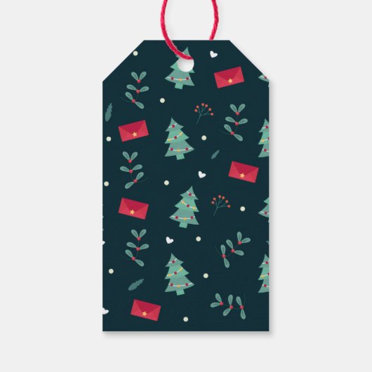 Diep groene kerstbomen perfect cadeaulabel (Achterkant)