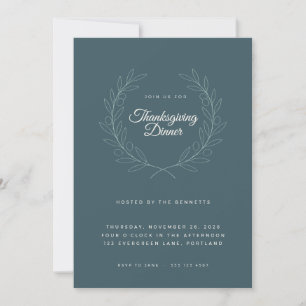 Diep groene olijf thanksgiving diner uitnodiging