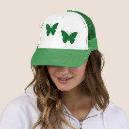Diep groene vlinder Grafisch wit en groen Trucker Pet