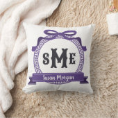 Diep heidepaars Griekse sleutel lint monogram Kussen (Deken)