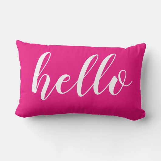 Diep, helder roze Hallo stut Hallo of uw offerte Kussen (Achterkant)