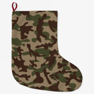 Diep hout camouflage grote kerstsok