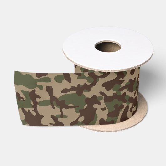 Diep hout camouflage  satijnen lint (Spoel)