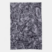 Diep humeurig marineblauw bloemig theedoek (Verticaal)