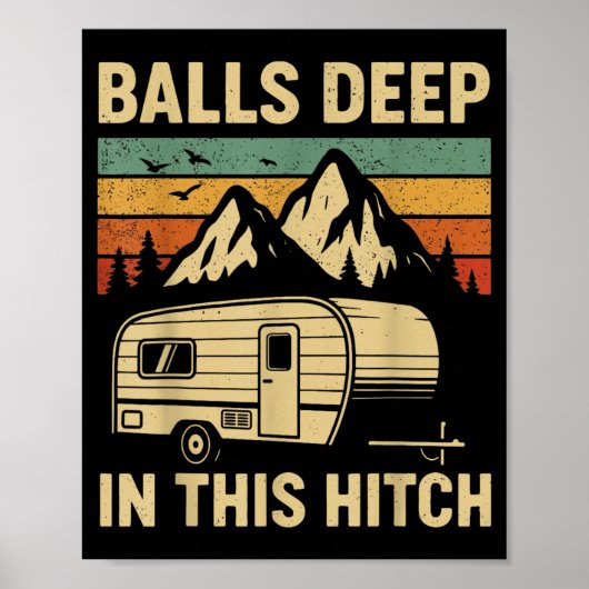 Diep in deze Hitch Camping RV-trailer Retro Poster (Voorkant)