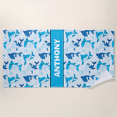 Diep in het Zee over haaien gepersonaliseerd Strandlaken (Voorkant)