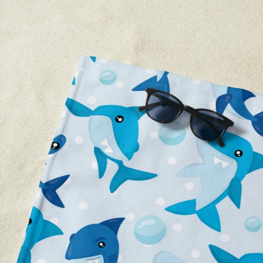 Diep in het Zee over haaien gepersonaliseerd Strandlaken (In situ)