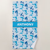 Diep in het Zee over haaien gepersonaliseerd Strandlaken (Voorkant)