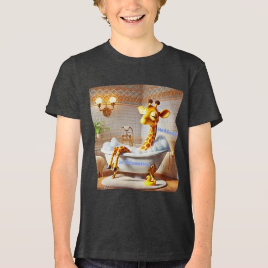 Diep in Ontspanning - Giraffe Bubbelbad Tri-Blend Shirt (Voorkant)
