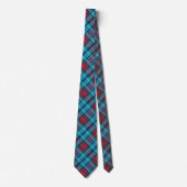 Diep Indigo, Aqua, Rood & Tinten van Blauwe Plaid Stropdas (Voorkant)