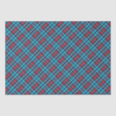 Diep Indigo, Aqua, Rood & Tinten van Blauwe Plaid Tissuepapier (Voorkant)