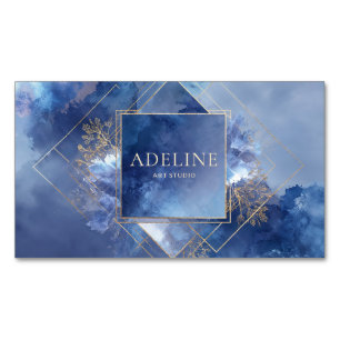 Diep Indigo Goud Geometrisch Abstract Hemels Magnetisch Visitekaartje