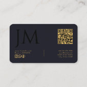 Diep Indigo Zwart Goud Foto Monogram QR Code Visitekaartje (Achterkant)