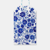 Diep indigoblauwe aquarel Bloemige Dank je wel Cadeaulabel (Achterkant)