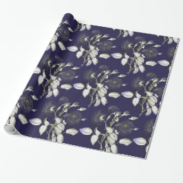 DIEP KOBALTBLAUW & WIT BLOEMEN INP AKPAPIER CADEAUPAPIER