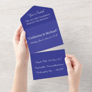 Diep koninklijkblauwe effen kleur achtergrond all in one uitnodiging