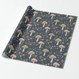 Diep Leisteenblauw Melancholische Paddenstoel Naad Cadeaupapier