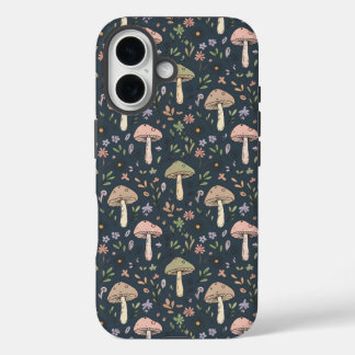 Diep Leisteenblauwe Schimmels Naadloos Patroon Aca iPhone 16 Hoesje