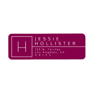 Diep magenta monogram retouradres etiket
