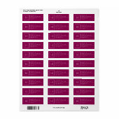 Diep magenta monogram retouradres etiket (Full Sheet)