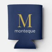 Diep marine goud monogram gepersonaliseerde naam l blikjeskoeler (Achterkant)