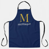 Diep marine goud monogram gepersonaliseerde naam l schort (Voorkant)