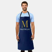 Diep marine goud monogram gepersonaliseerde naam l schort (Gedragen)