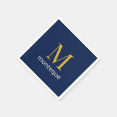 Diep marine goud monogram gepersonaliseerde naam l servet (Hoek)