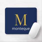 Diep Marine Gouden Monogram Gepersonaliseerde Naam Muismat (Met muis)