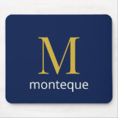 Diep Marine Gouden Monogram Gepersonaliseerde Naam Muismat (Voorkant)